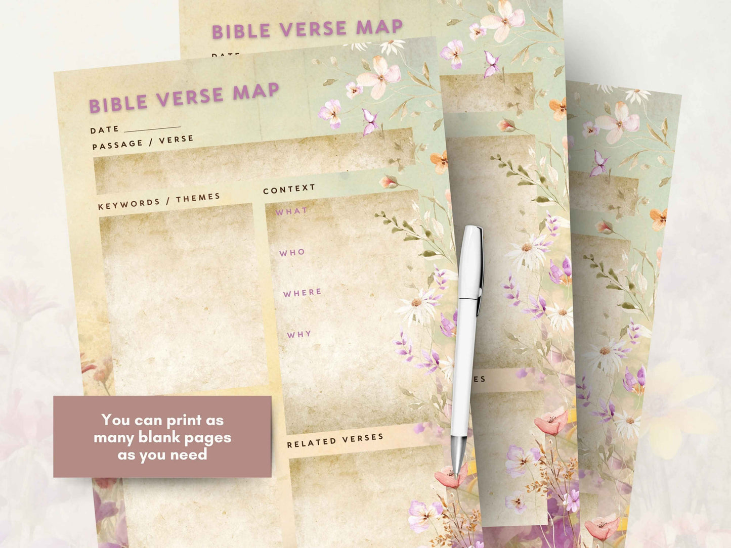 Floral Bible Study Verse Mapping Template