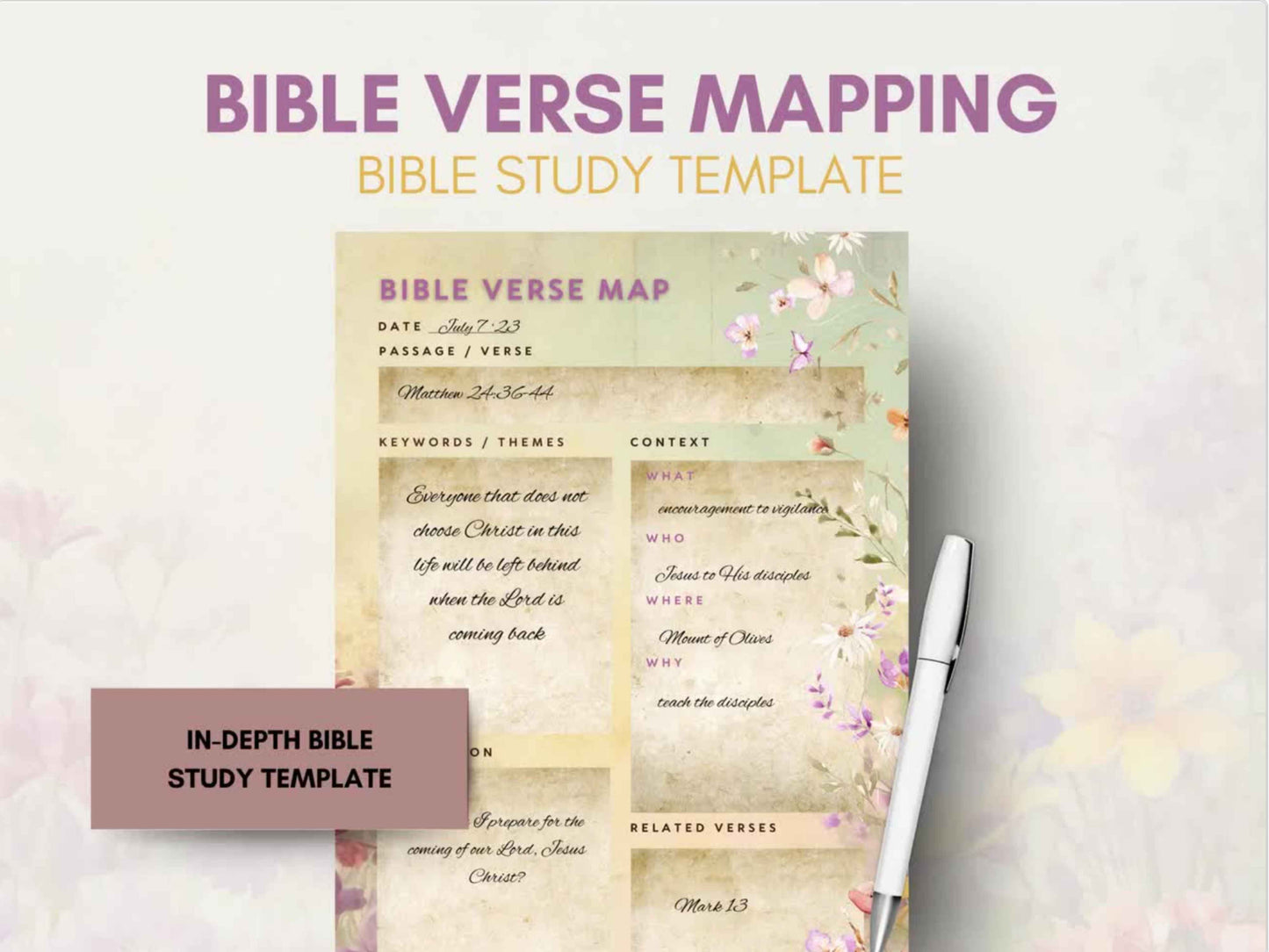 Floral Bible Study Verse Mapping Template