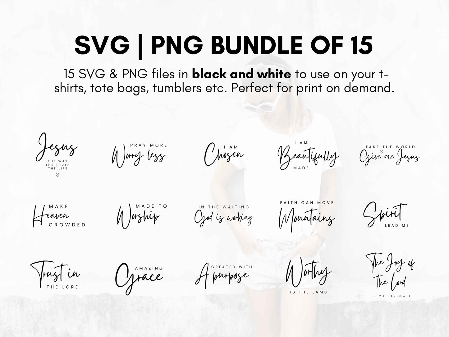 Christian Minimal SVG/PNG Bundle of 15
