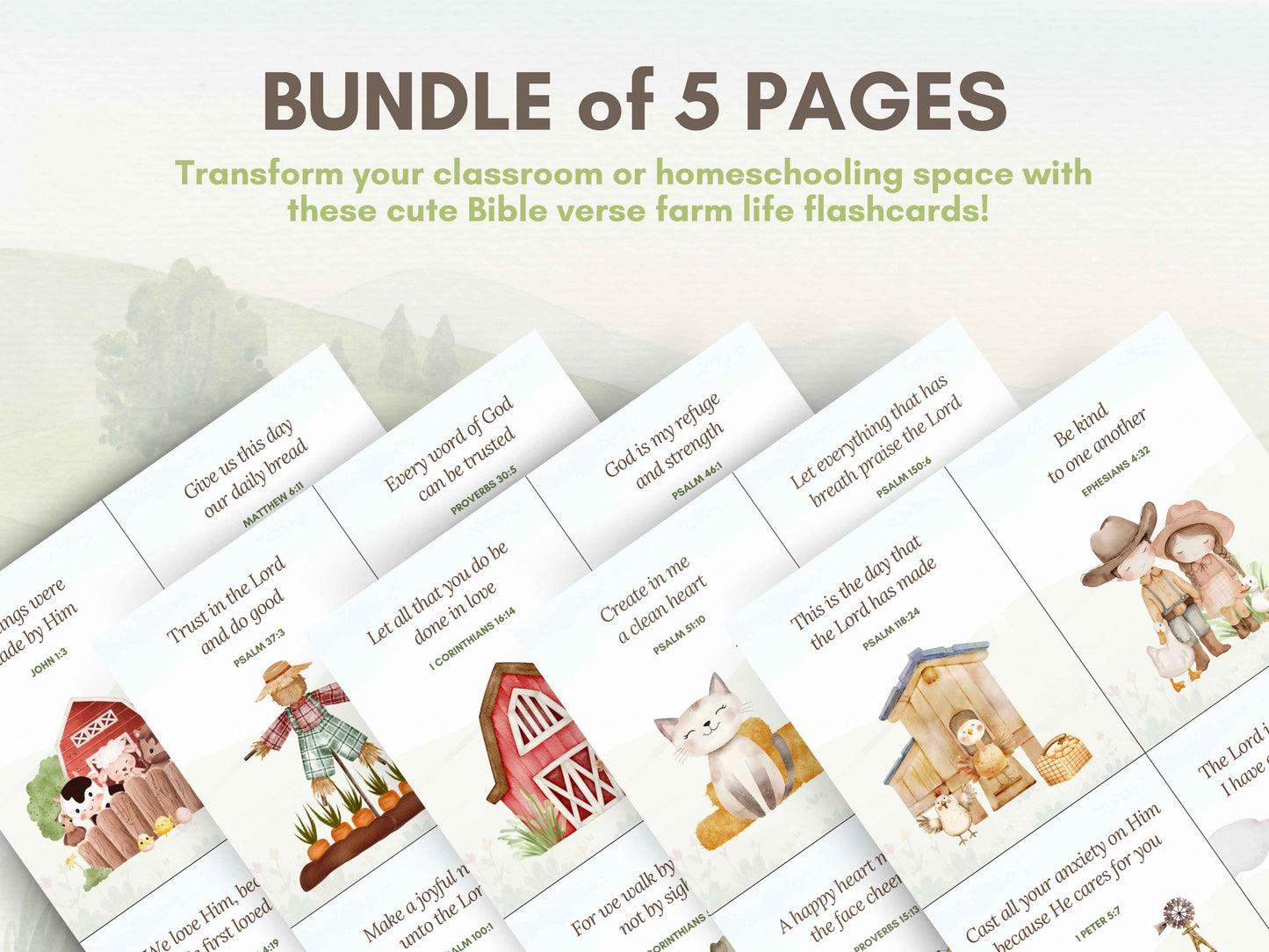 20 Farm Life Bible Verse Flashcards