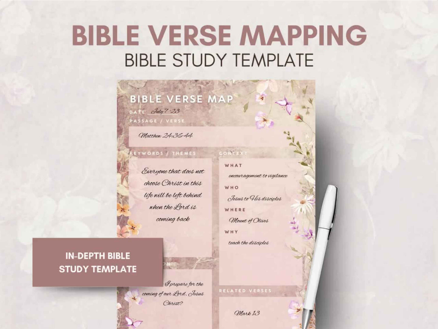 Floral Bible Study Verse Mapping Template