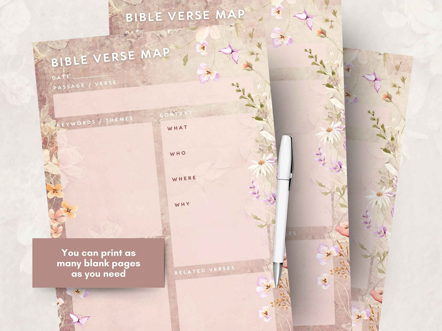 Floral Bible Study Verse Mapping Template