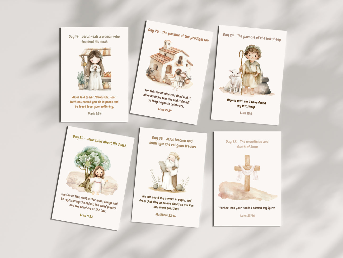 40 Days Lent Calendar for Kids | Bible Verse Easter Countdown Cards