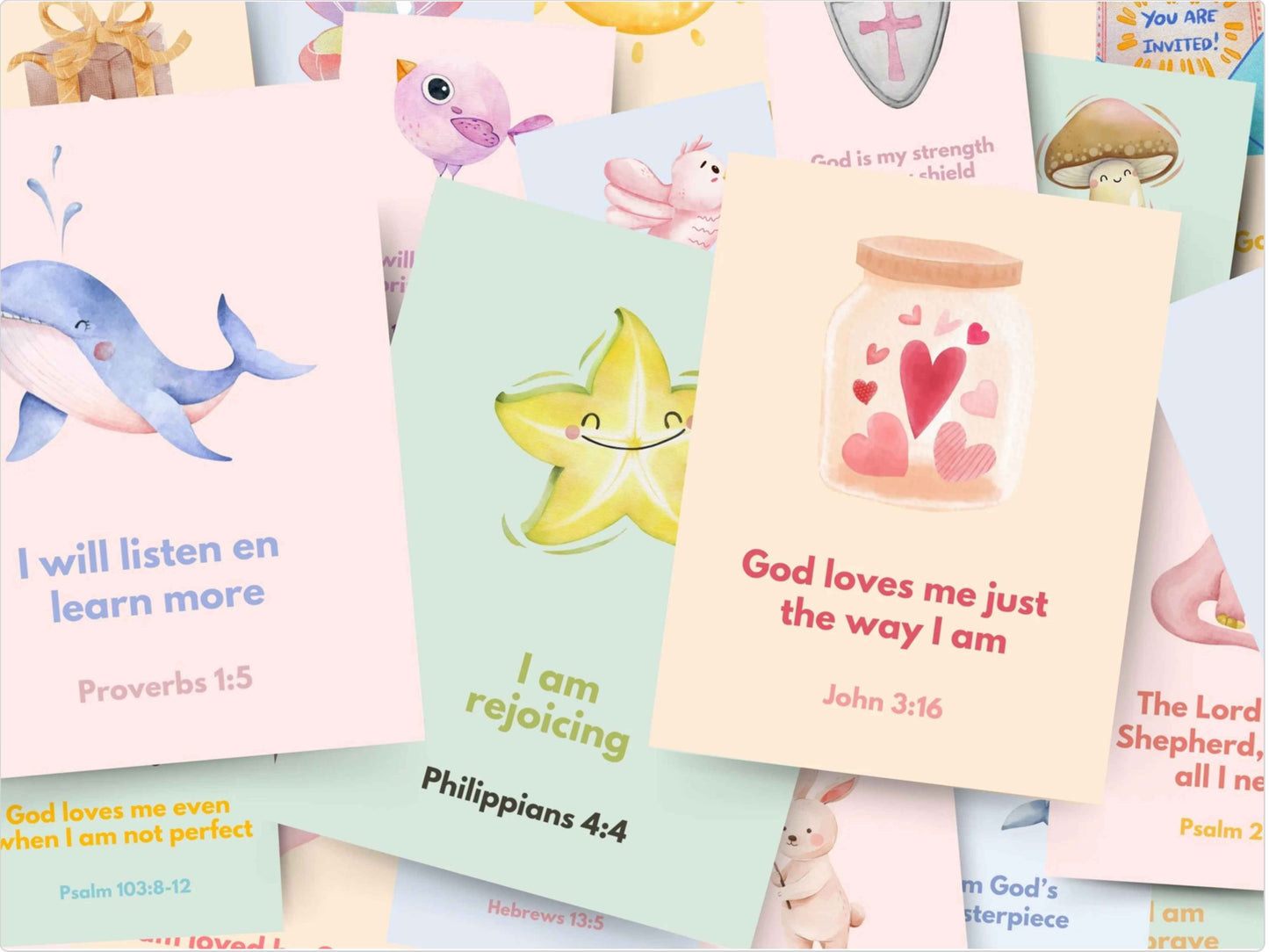 60 Positive Christian Affirmation Cards for Kids
