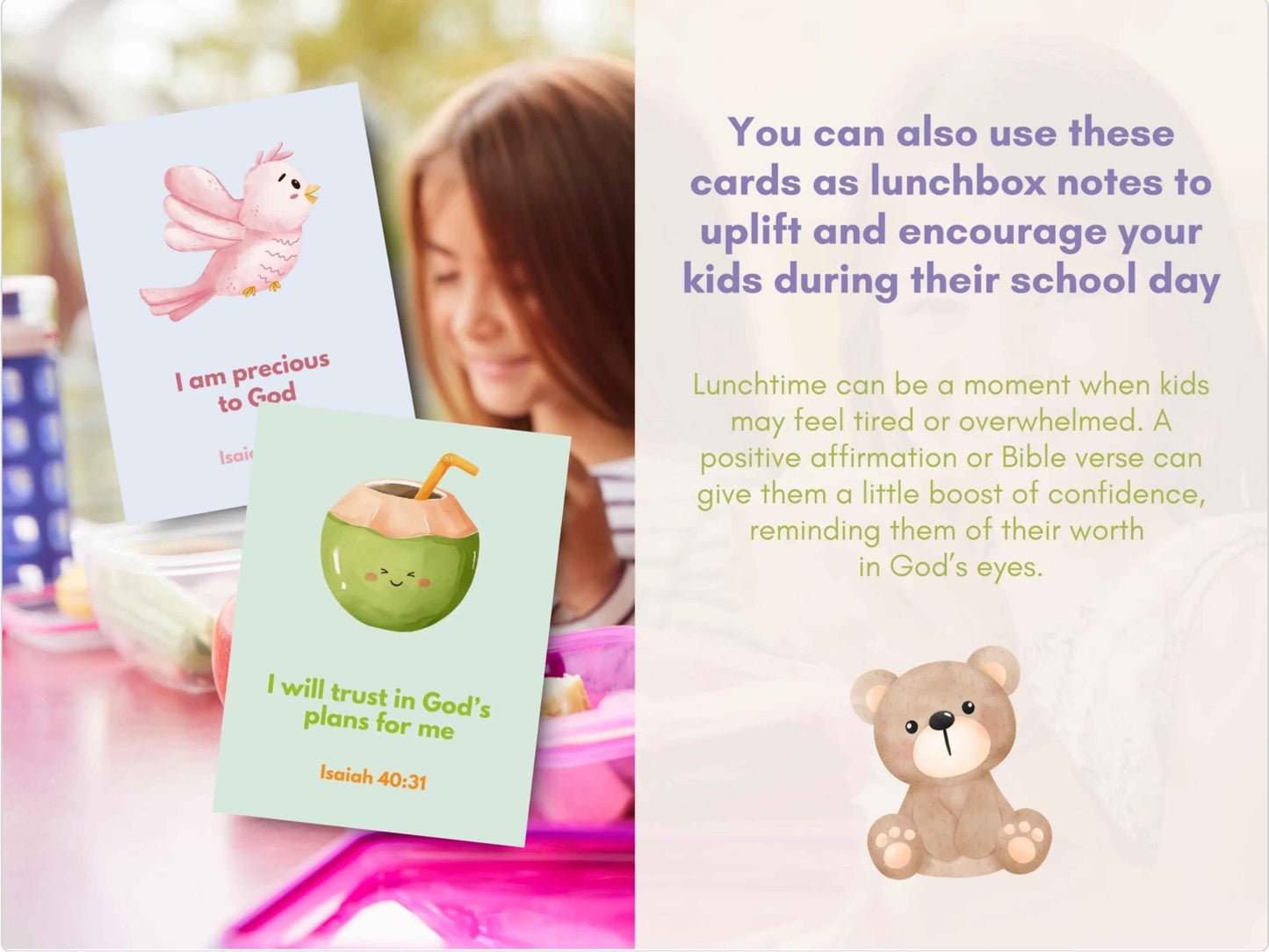 60 Positive Christian Affirmation Cards for Kids