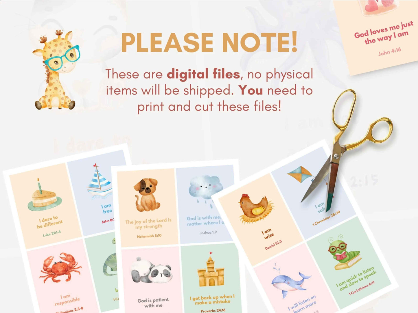 60 Positive Christian Affirmation Cards for Kids