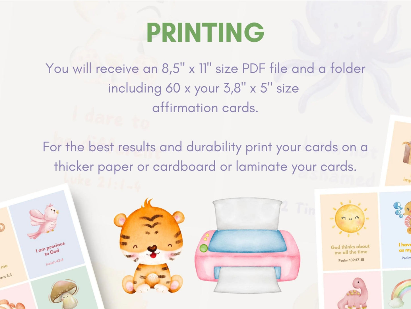 60 Positive Christian Affirmation Cards for Kids