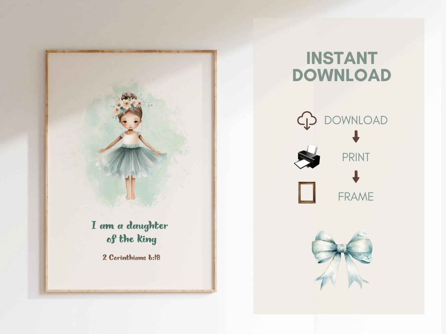Christian Kids Printable Wall Art - I am a Daughter of the King