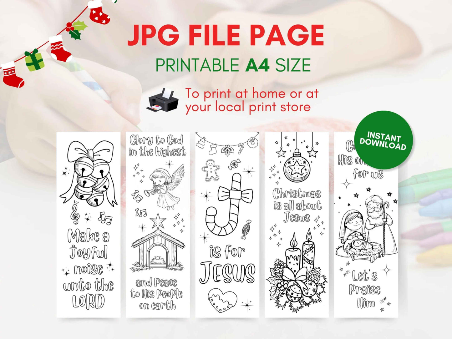 Nativity Printable Coloring Bookmarks for Christmas