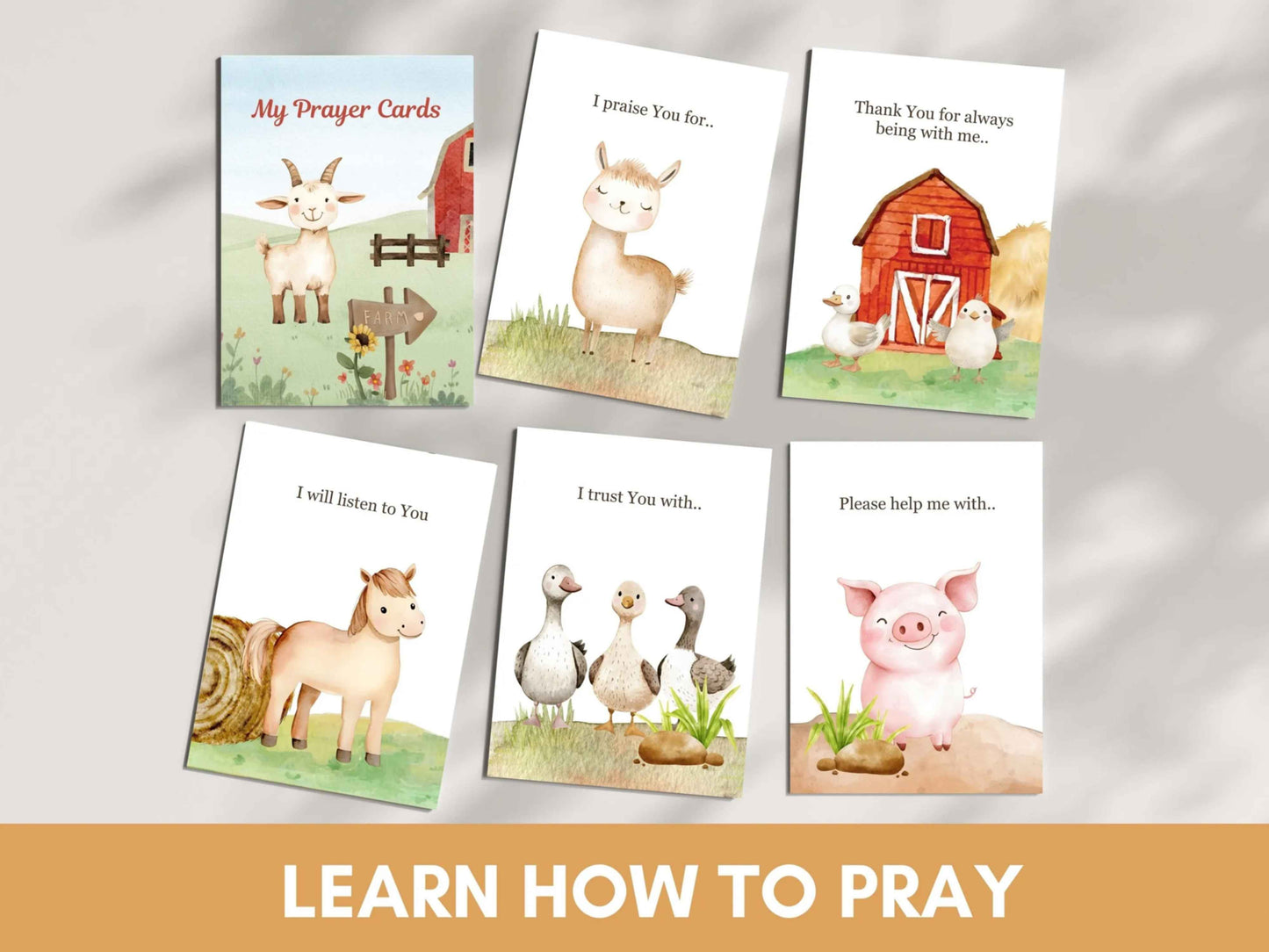 24 Learn How To Pray Cards for Kids - Cute Farm