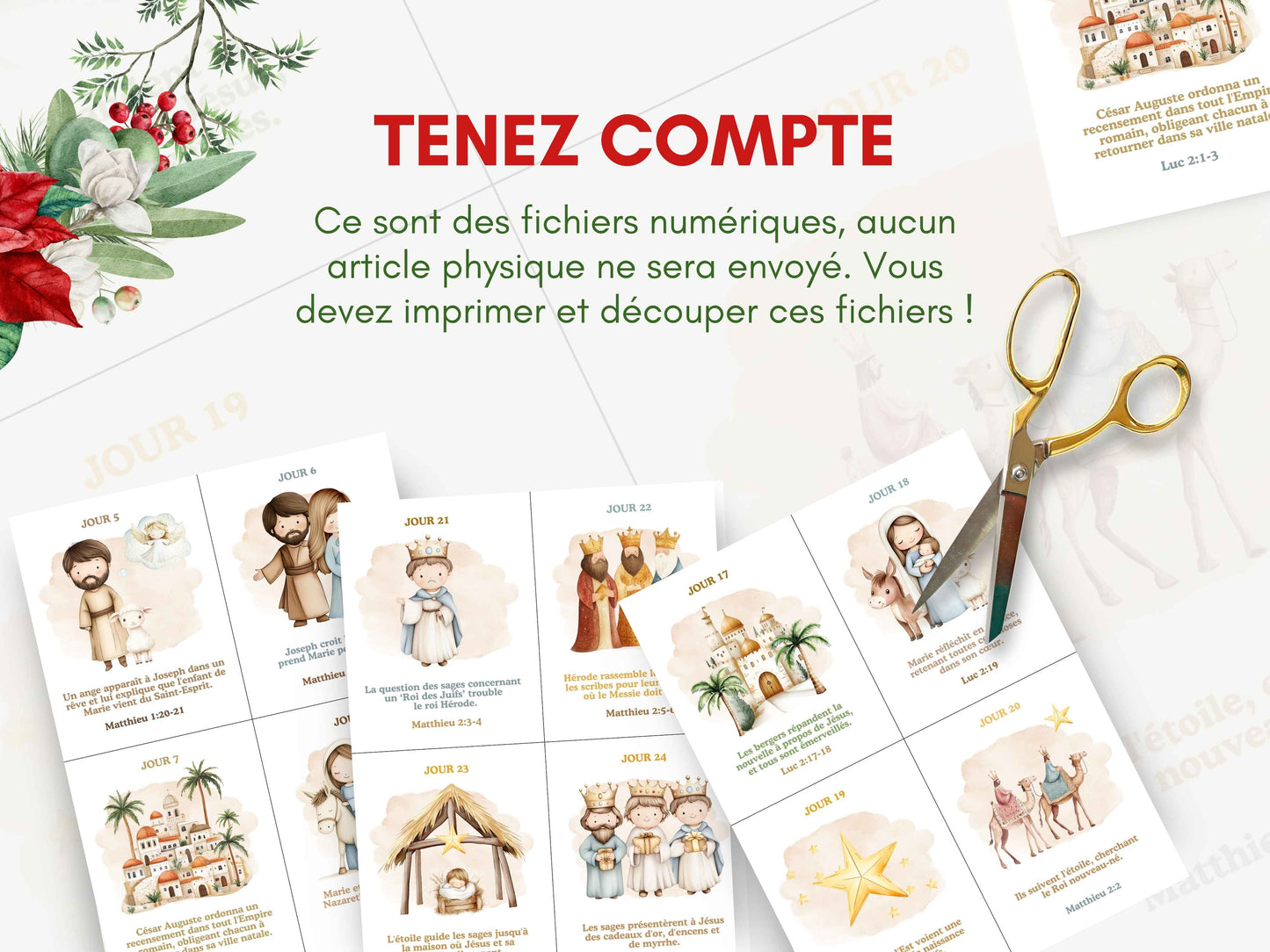 FRENCH Nativity Story Advent Calendar for Kids