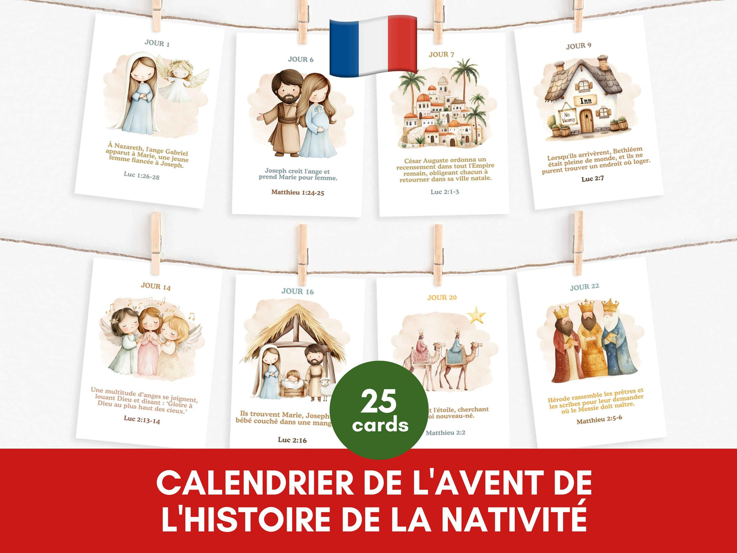 FRENCH Nativity Story Advent Calendar for Kids
