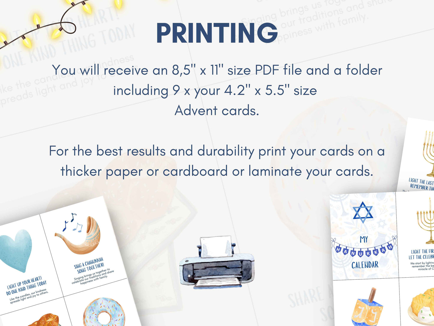 Hanukkah Kids Countdown Cards