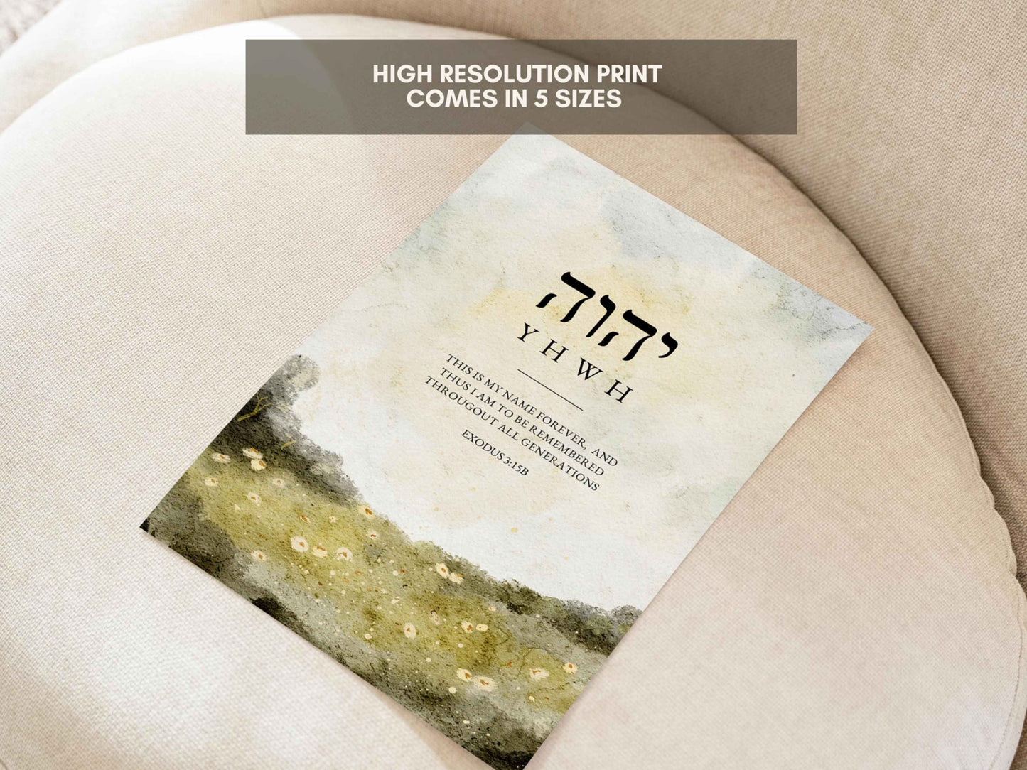 Hebrew JHWH - Exodus 3:15b Vintage Wall Art Print