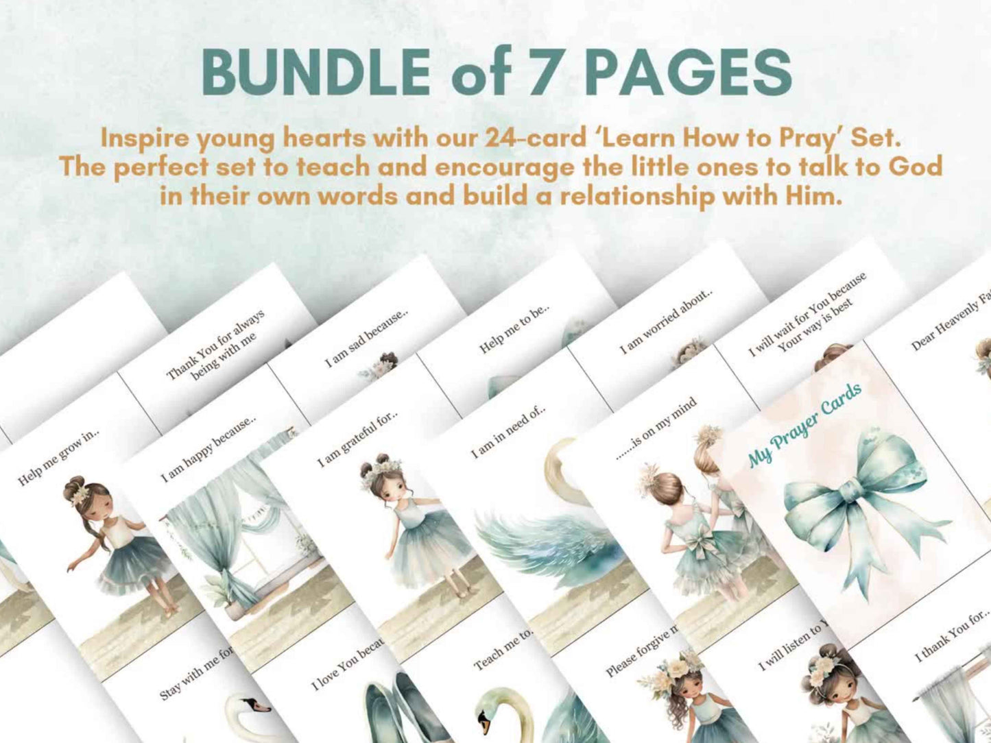 24 Learn How To Pray Cards for Kids - Cute Ballerina