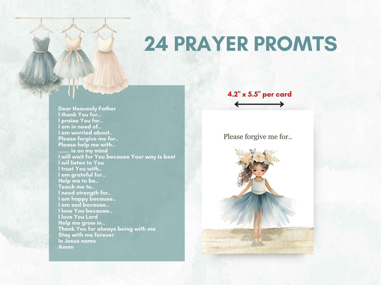 24 Learn How To Pray Cards for Kids - Cute Ballerina