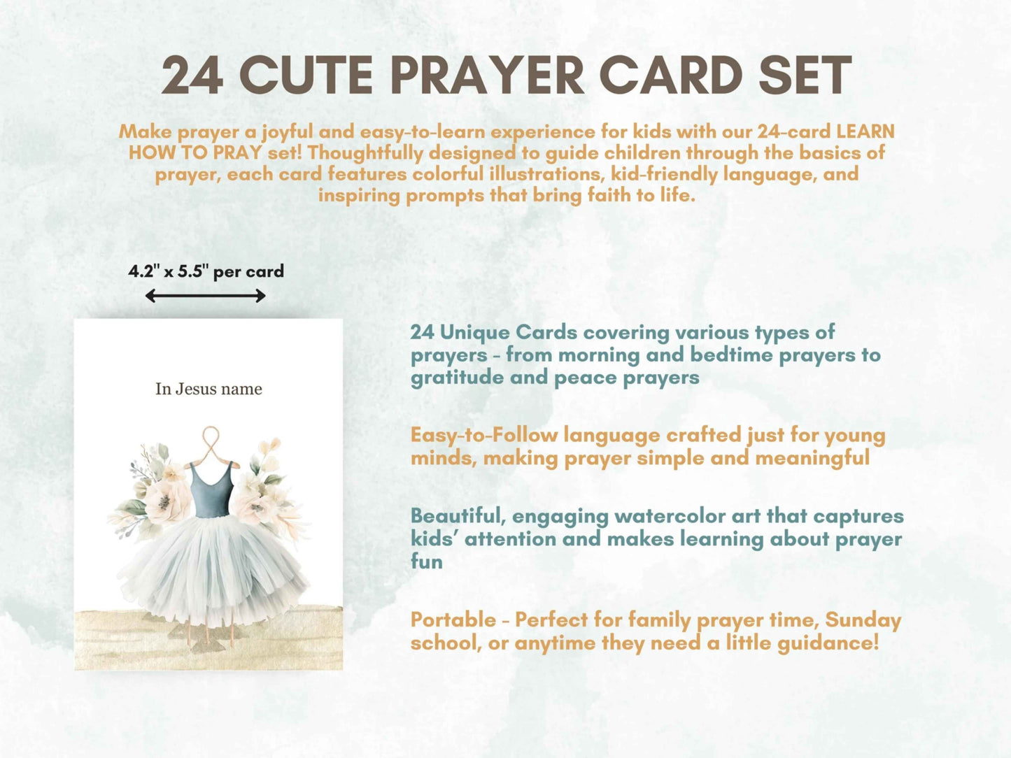 24 Learn How To Pray Cards for Kids - Cute Ballerina