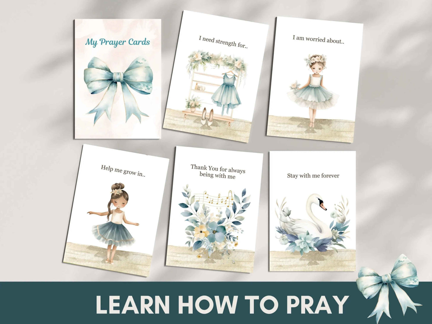 24 Learn How To Pray Cards for Kids - Cute Ballerina