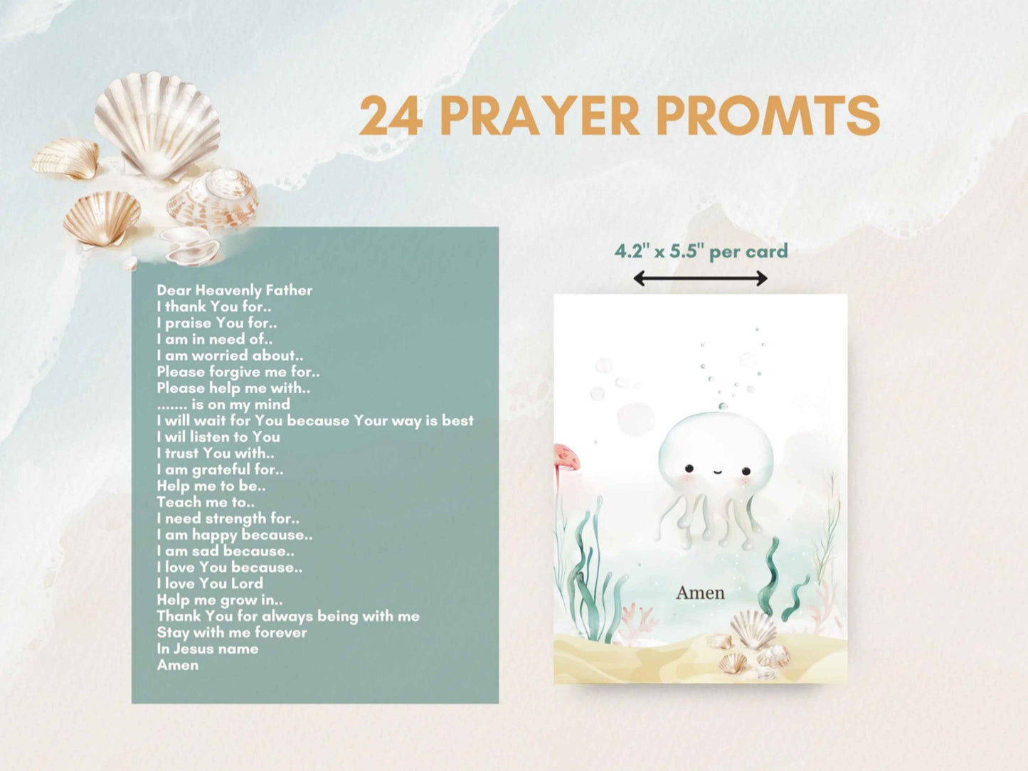 24 Learn How To Pray Cards for Kids - Cute Sealife
