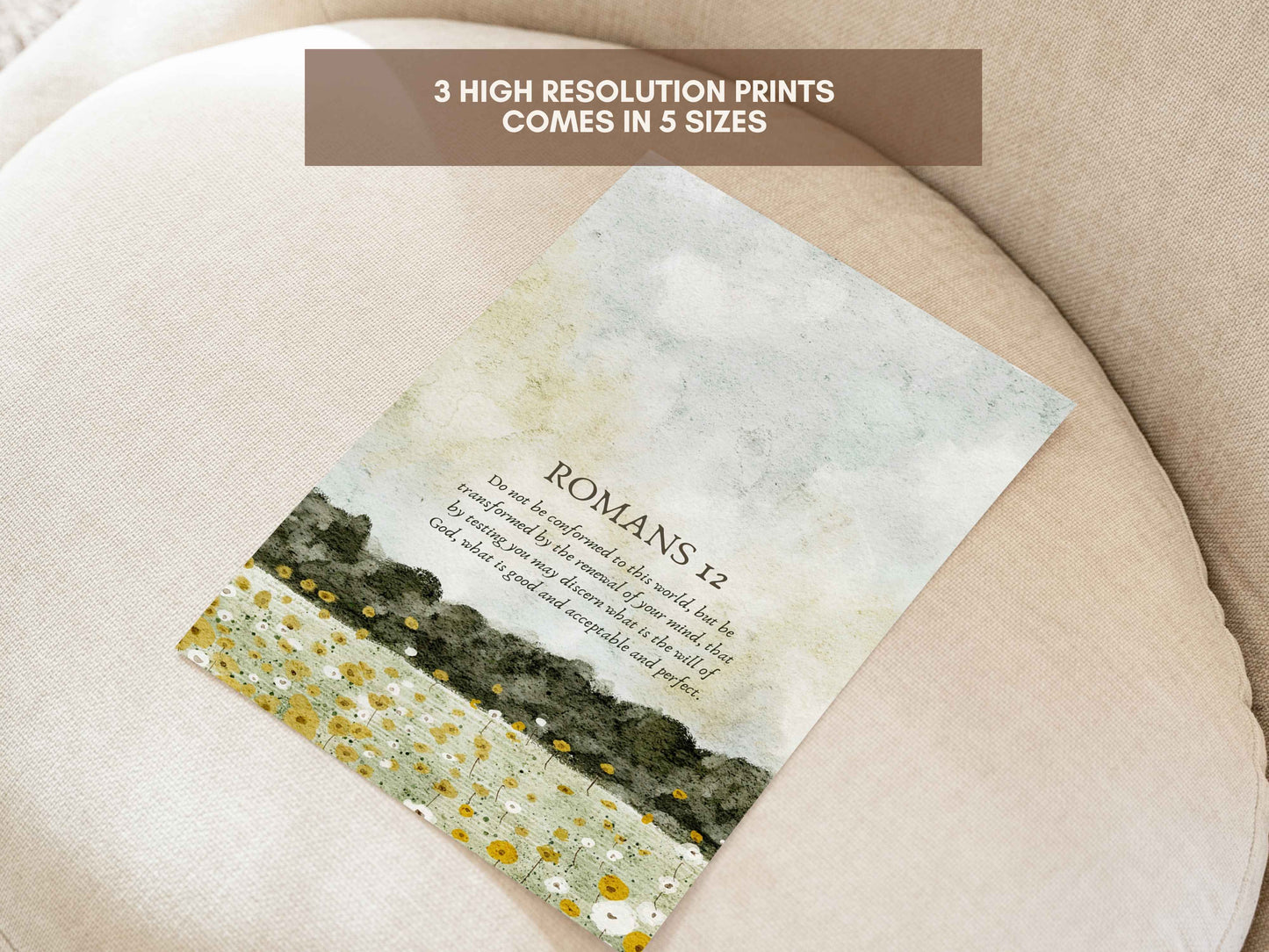 Set of 3 Vintage Scripture Posters | Romans 8 & 12, Psalm 23