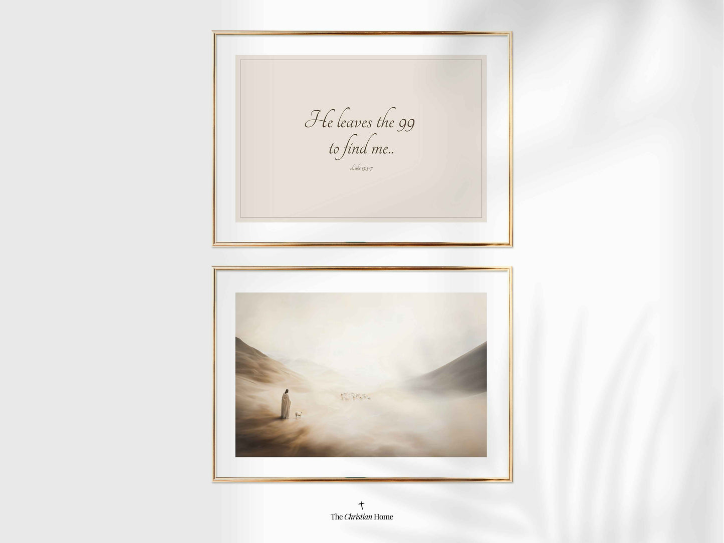 Jesus Leaves the 99 Wall Art Set of 2 | Parable of the Lost Sheep Prints