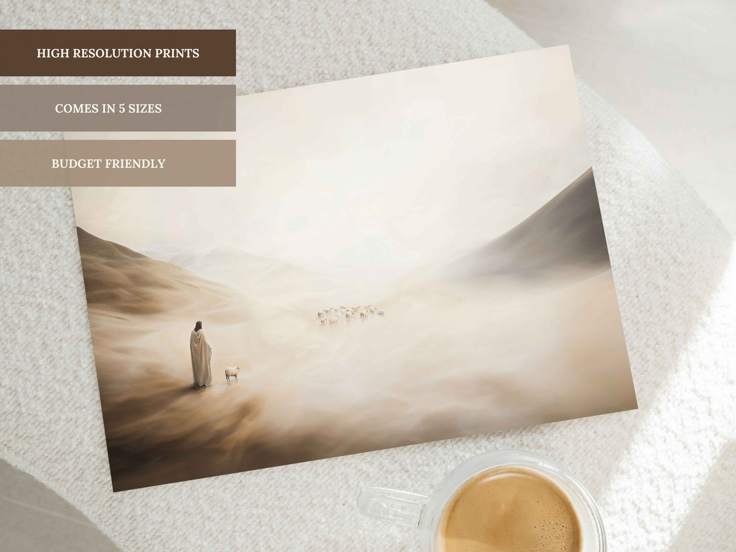 Jesus Leaves the 99 Wall Art Set of 2 | Parable of the Lost Sheep Prints