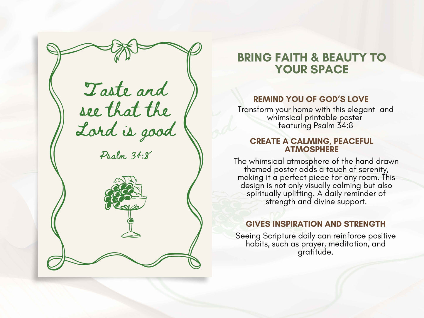 Taste and See that the Lord is Good - Psalm 34:8 Poster