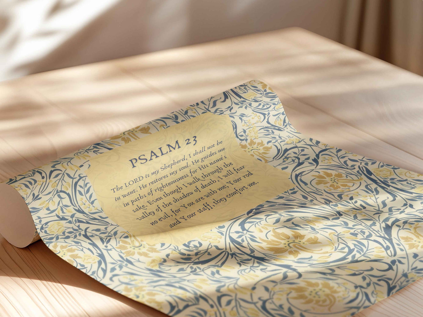 Psalm 23 - The Lord Is My Shepherd Floral Wall Art Print