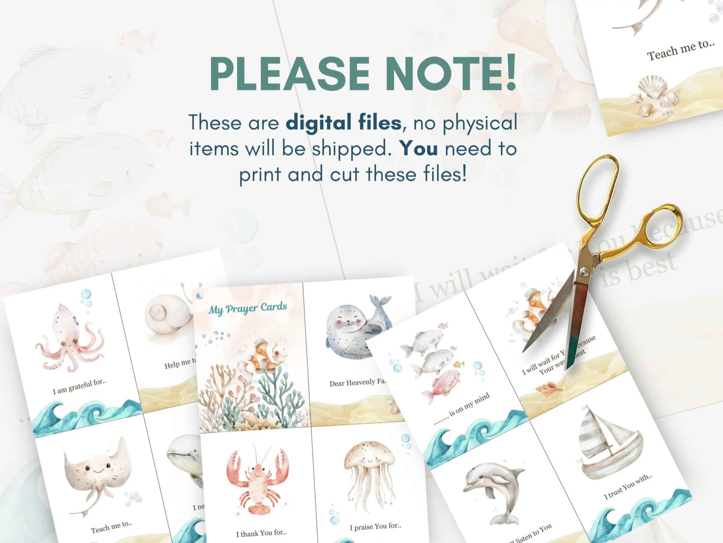 24 Learn How To Pray Cards for Kids - Cute Sealife