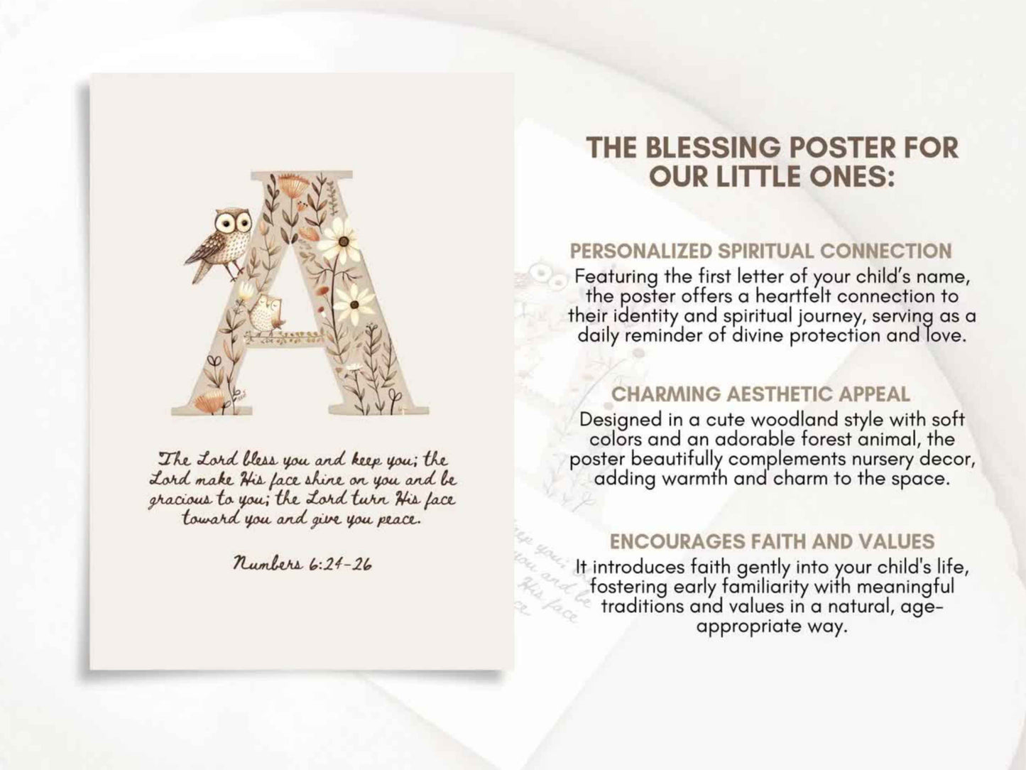 Letter A - The Blessing for Kids - Numbers 6:24-26 Wall Art