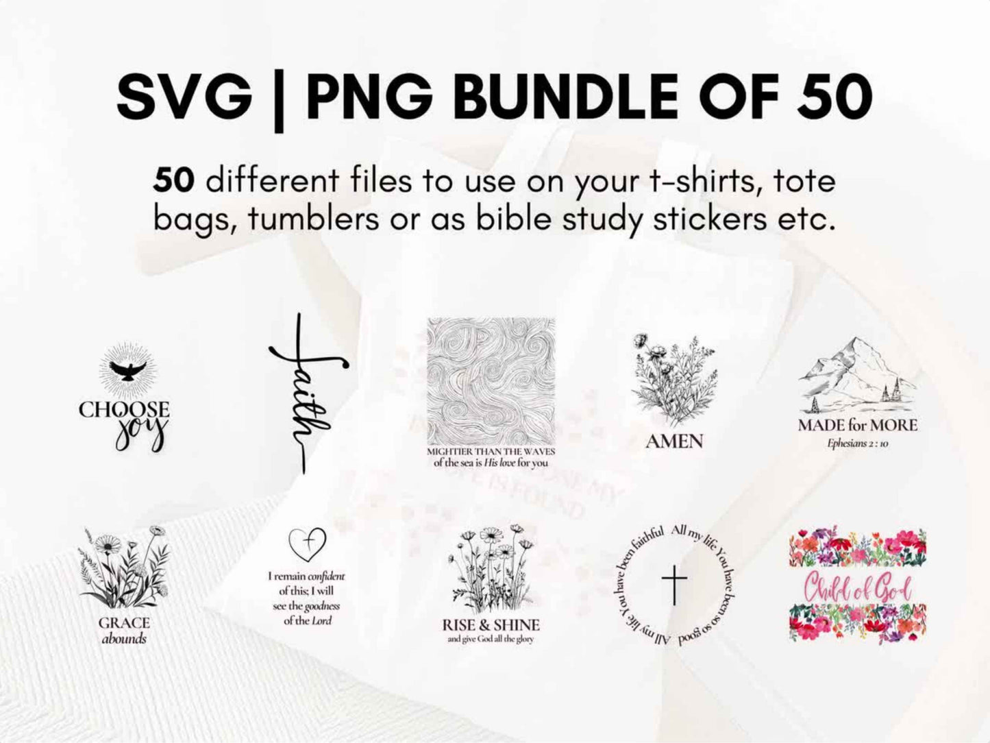 Christian SVG PNG Bundle of 50