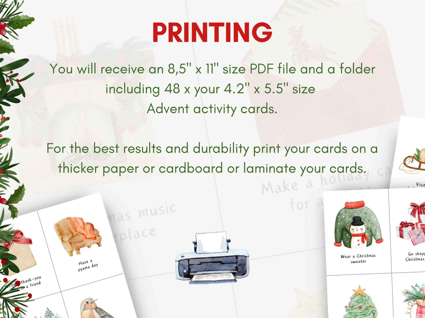 48 Christian Advent Activity Calendar Cards for Kids