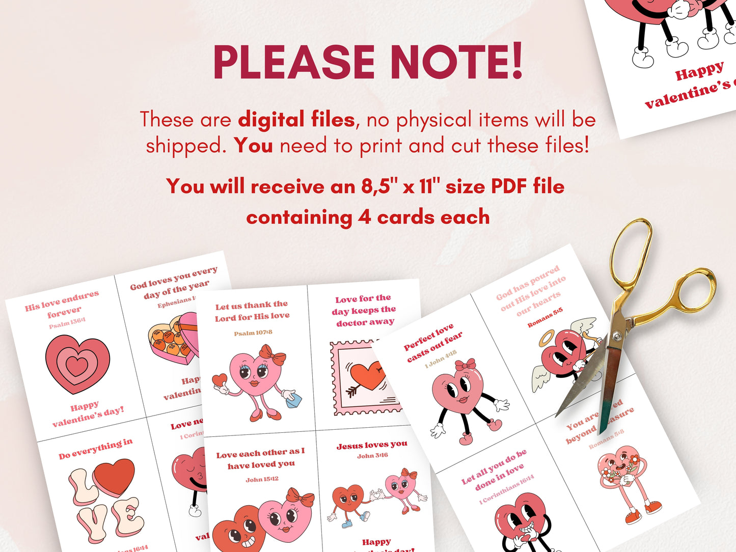 Valentine Bible Verse Greeting Cards - Set of 24 Cards