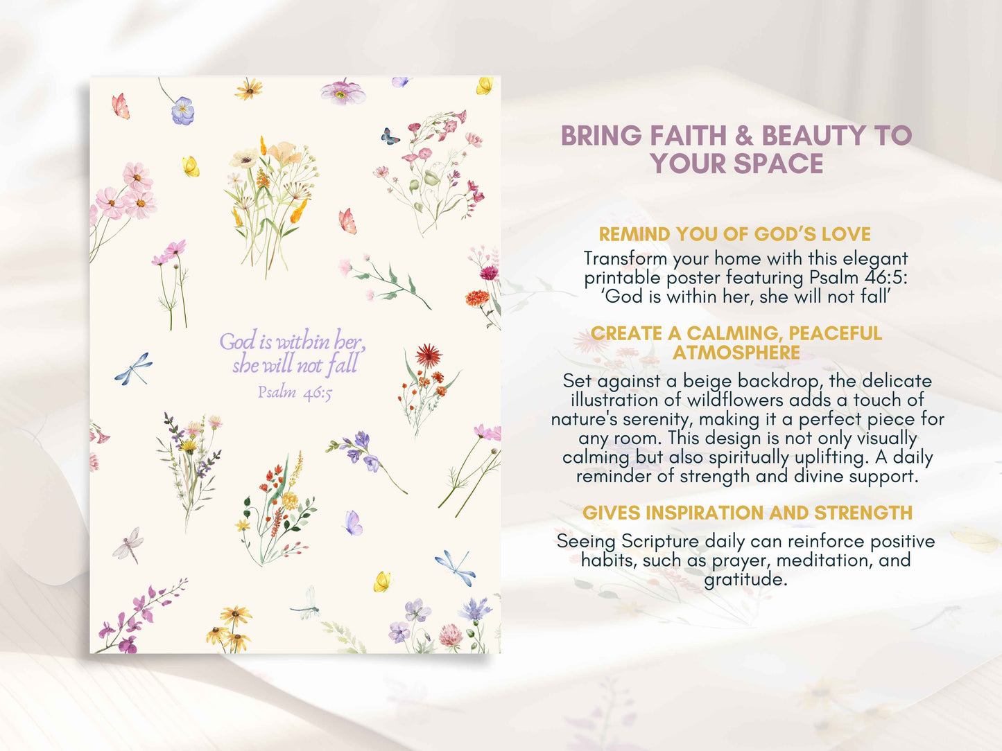 God is Within Her - Psalm 46:5 Wildflowers Poster