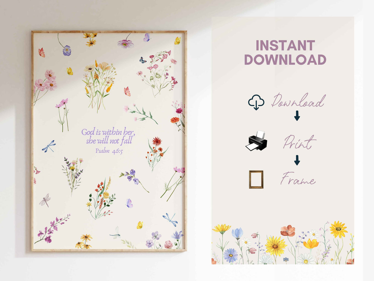 God is Within Her - Psalm 46:5 Wildflowers Poster
