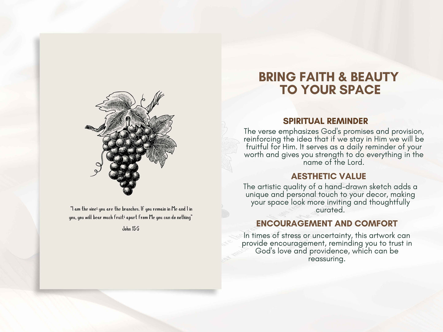 I am the Vine - John 15:5 Printable Bible Verse Poster