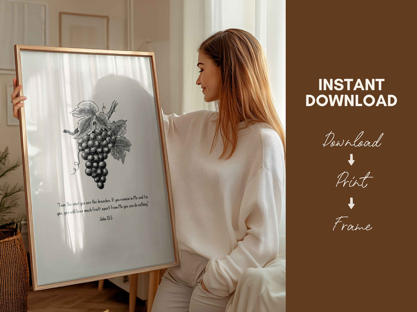 I am the Vine - John 15:5 Printable Bible Verse Poster