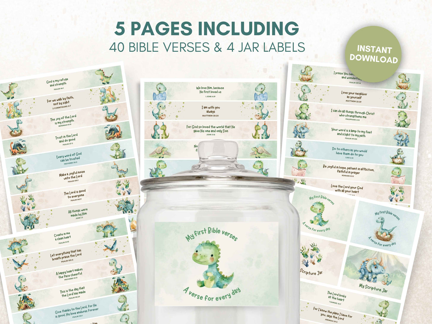 DIY Scripture Jar for Kids - Cute Dino Theme