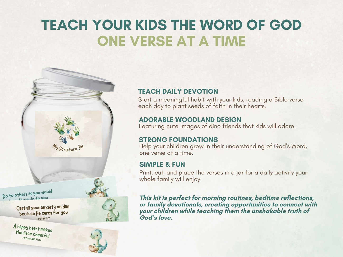DIY Scripture Jar for Kids - Cute Dino Theme