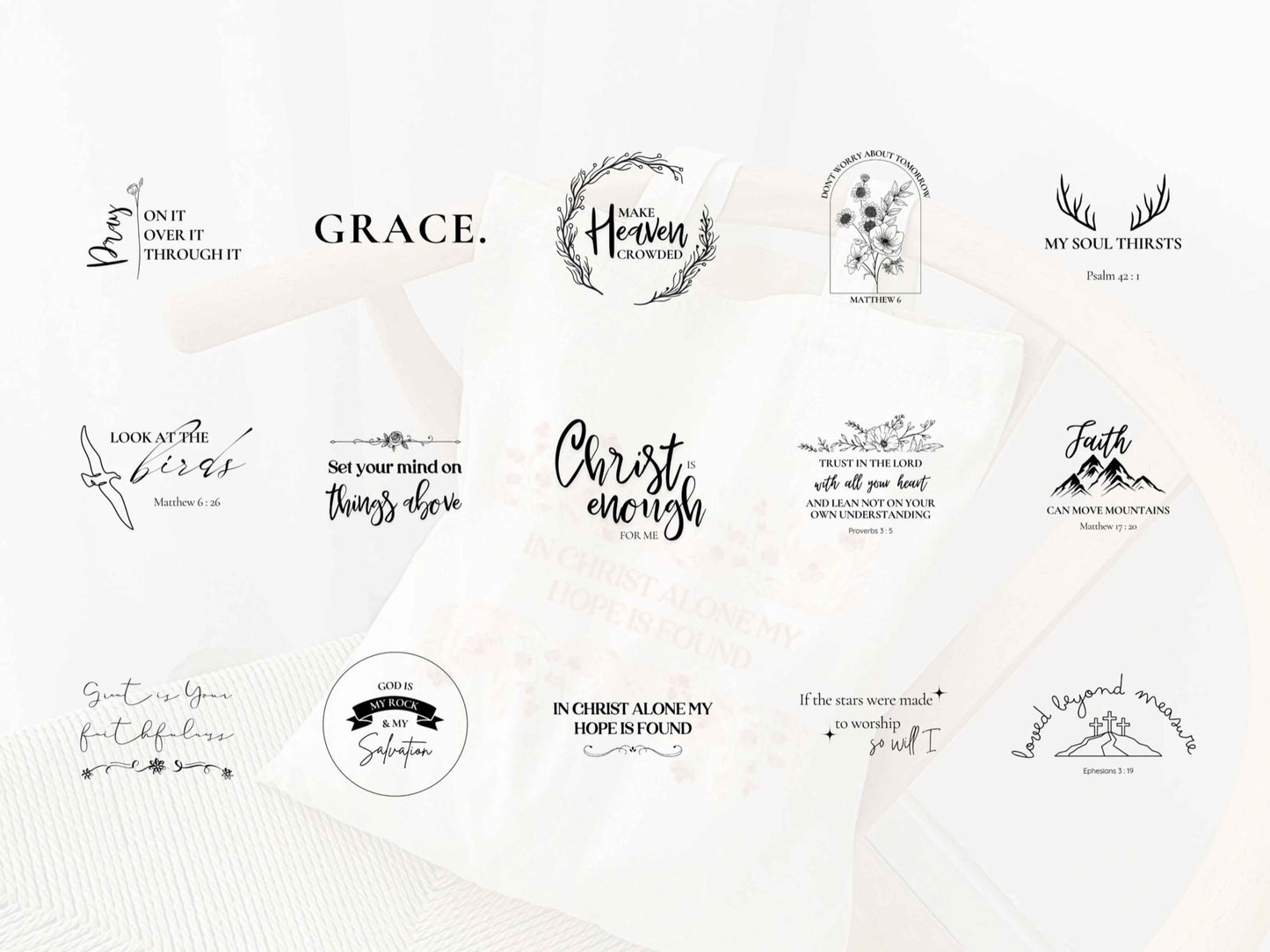 Set of 50 Christian SVG PNG Files Bundle