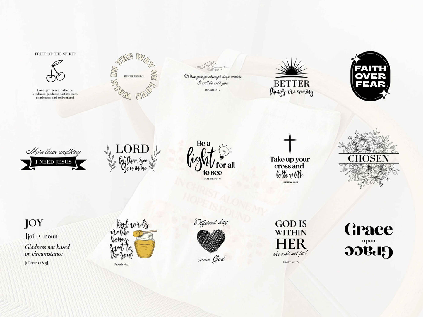Set of 50 Christian SVG PNG Files Bundle