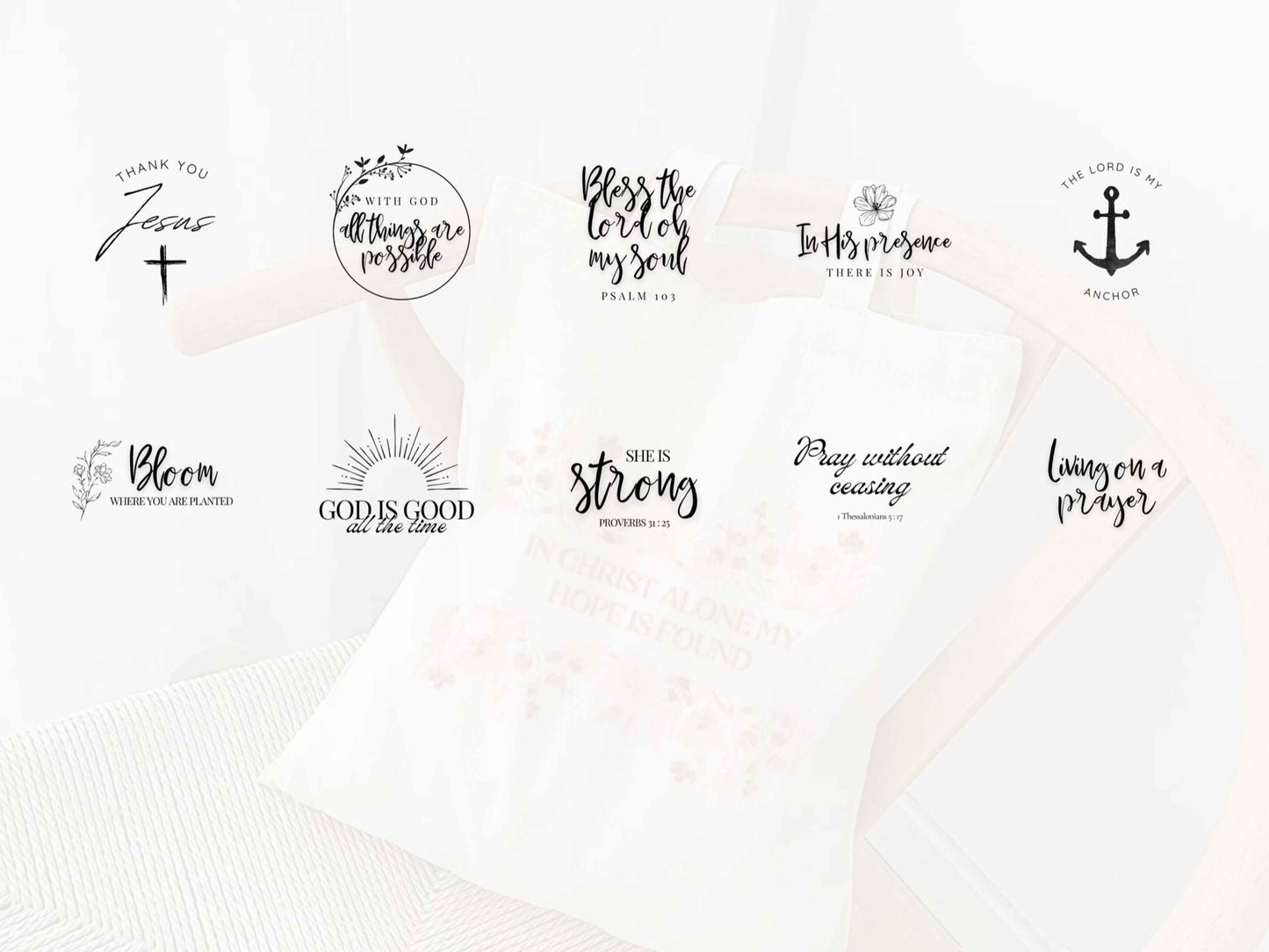 Set of 50 Christian SVG PNG Files Bundle