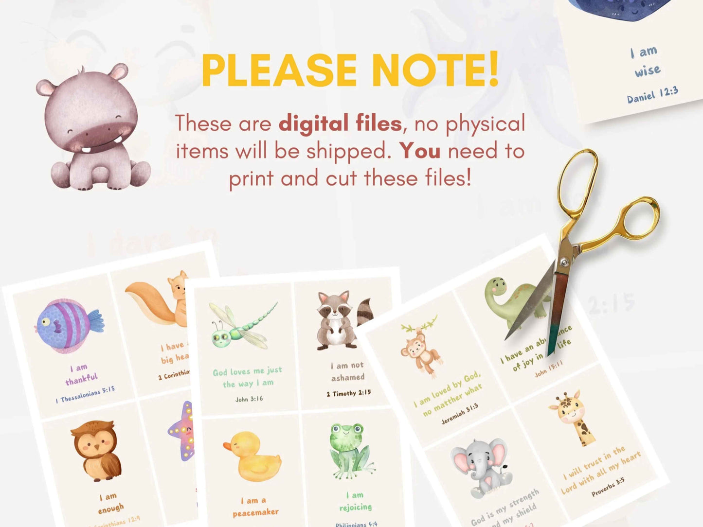 60 Christian Bible Verse Affirmation Cards for Kids