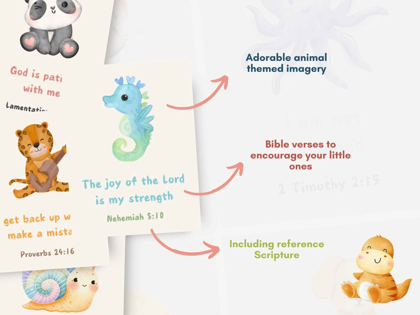 60 Christian Bible Verse Affirmation Cards for Kids