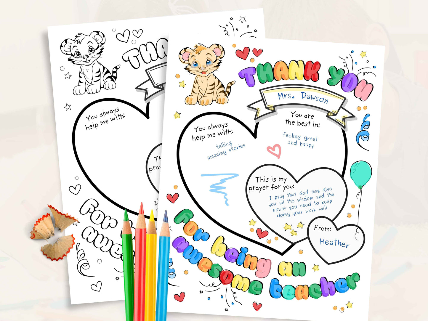 Teacher Appreciation Coloring Page including Prayer