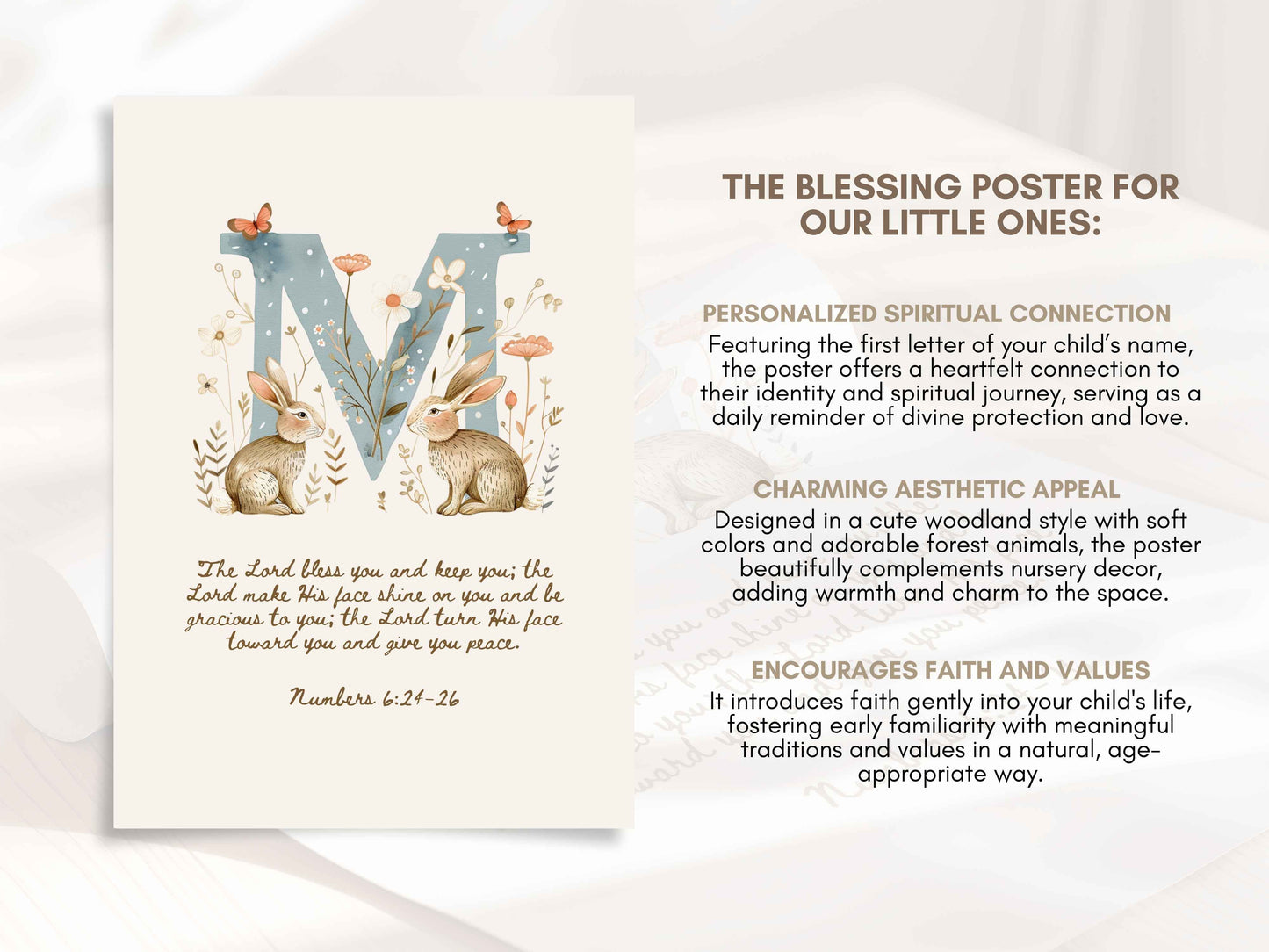 Letter M - The Blessing for Kids - Numbers 6:24-26 Art Print