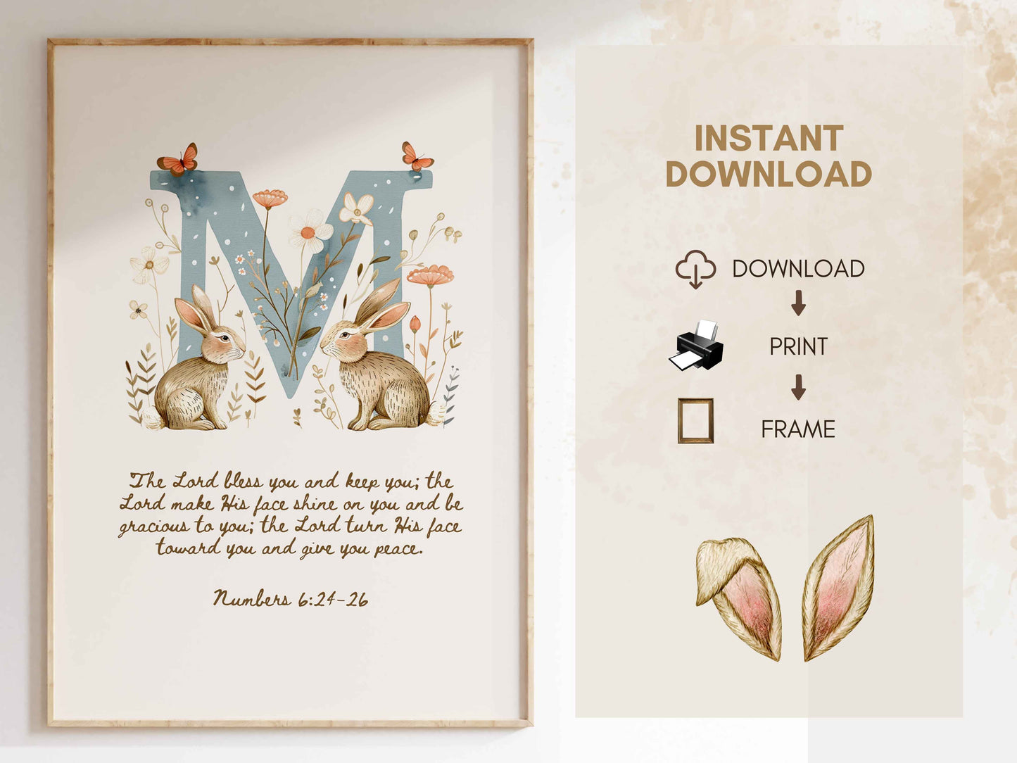 Letter M - The Blessing for Kids - Numbers 6:24-26 Art Print