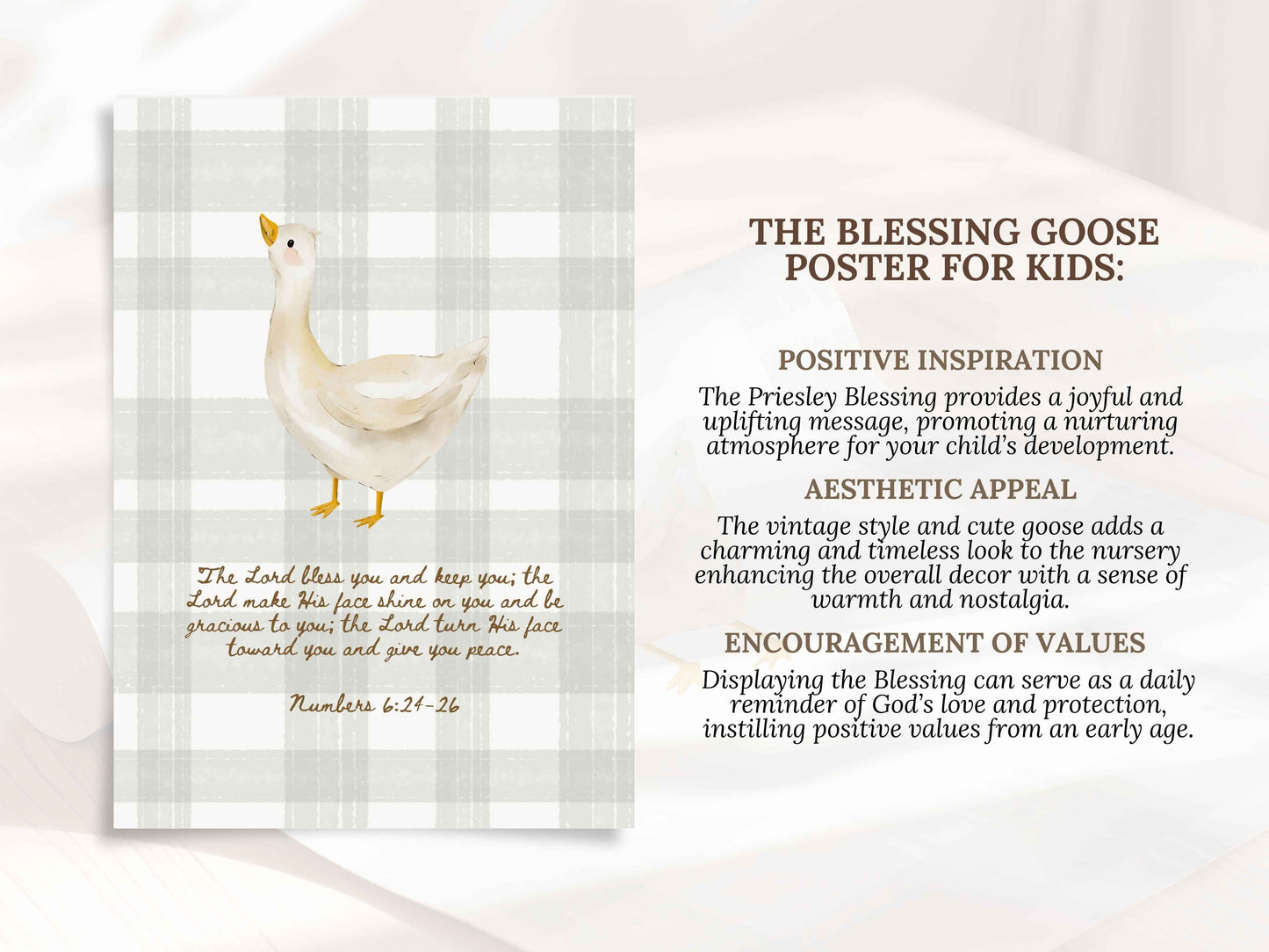 The Blessing for Kids - Numbers 6:24-26 Nursery Goose Wall Art