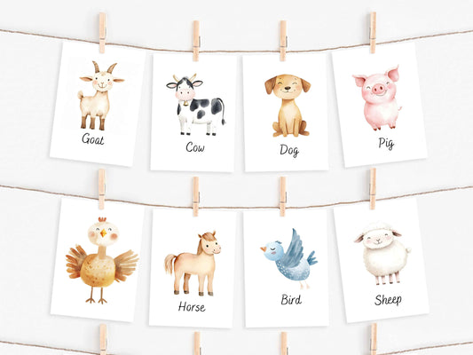 20 Educational Farm Animals Cards for Kids