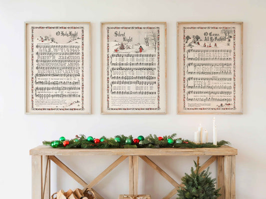 Set of 3 Vintage Christmas Carol Posters